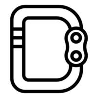 Carabiner icon showing climbing gear for mountaineering vector