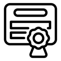 Line icon of a diploma with a ribbon, representing academic accomplishment and recognition vector