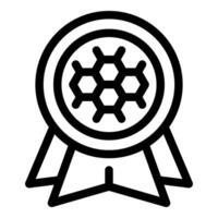 Round award ribbon featuring honeycomb pattern symbolizing achievement in innovation and teamwork vector