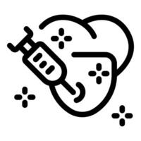 Syringe injecting a heart with liquid for medical research and healthcare innovation vector
