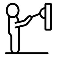 Delivery man is throwing a package from distance using a stick vector