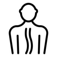 Man suffering from back pain indicated by red lines medical icon vector