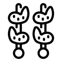 Line art icon of two skewers with grilled potatoes vector