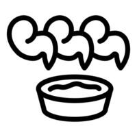 Bowl of soup steaming hot with three wisps of steam rising vector