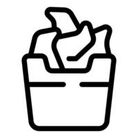 Office trash can full of crumpled paper representing deleting files icon vector