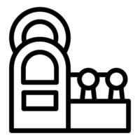 Old style public telephone booth with round shape and buttons for communication vector