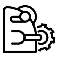 Robotic arm picking up gear symbolising automation process vector