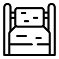 Black outline icon of an automated conveyor belt system moving boxes in a warehouse vector