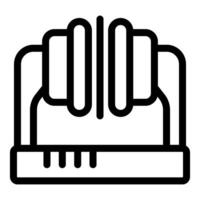 Electronic inductor coil icon representing electrical current flowing through wire coils on circuit board vector