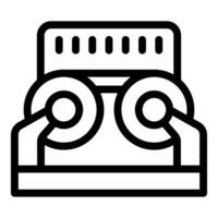 Audio cassette tape playing music from deck with visible spool reels vector