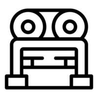 Line art icon of a machine processing paper in a factory setting vector
