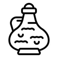 Black and white icon of a large jug filled with a liquid with a cork lid vector