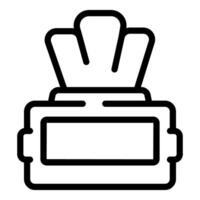 Wet wipes pack with open lid showing wipes inside line icon vector