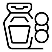 Open container of protein powder and scoop icon representing fitness and nutrition vector