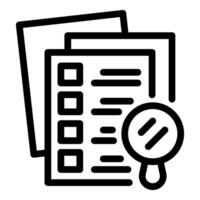 Magnifying glass analyzing document for audit, inspection, research, or analysis vector