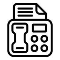 Fax machine printing document using landline phone line icon vector