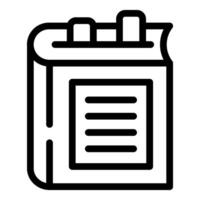 Simple black and white icon of a closed book with bookmarks sticking out vector