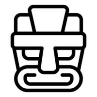 Black and white icon of a tiki mask with a large nose and mouth vector