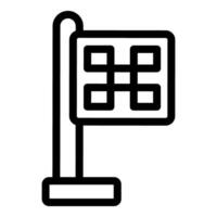 Black outline icon of a flag showing a hashtag symbol vector