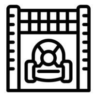 Robot lawnmower cutting grass behind invisible fence vector