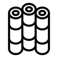 Three sugarcane stalks standing up together icon vector