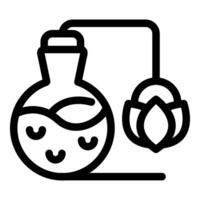 Aromatherapy essential oil from flower bud being extracted in flask icon vector
