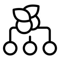 Simple hierarchy system showing three levels with leaves growing out of the top vector