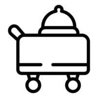 Room service cart covered with a cloche is waiting for the order to be served vector