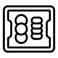 Simple line icon of a credit card, emphasizing the chip and magnetic strip technology vector