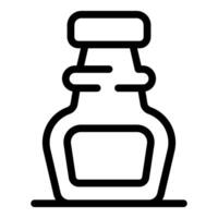 Black outline icon of a sauce bottle standing on a surface vector