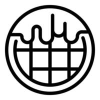 Round waffle icon with melted chocolate drizzled on top for menu design vector