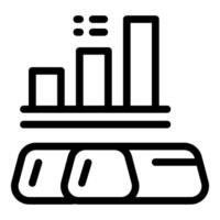 Train moving on rails with growing statistics showing progress vector