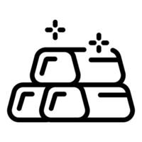 Stack of three gold bars glittering under bright lights icon vector