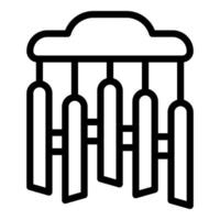Line art icon of a wind chime hanging from a decorative cloud vector
