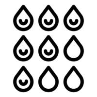 Nine water drops icons showing different filling levels representing water shortage awareness vector