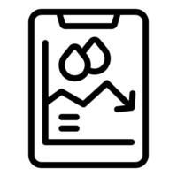 Smartphone showing water scarcity problem with graph going down vector