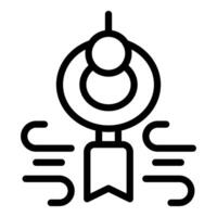 Wind chime blowing in the wind with bookmark icon outline style vector