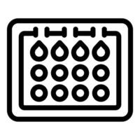 Menstrual calendar icon showing menstruation cycle tracking vector