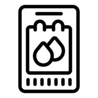Menstrual cycle is tracked on calendar app, water drops are indicating period days vector