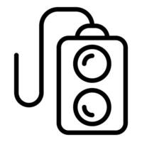 Electric extension cord with two sockets connecting to power supply line art icon vector