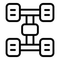 Chassis frame with four wheels representing automobile manufacturing vector