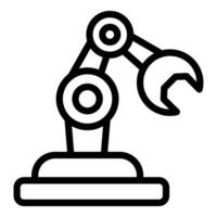 Robotic arm holding wrench, automation and manufacturing icon vector