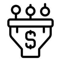 Sales funnel generating money with three levels icon vector