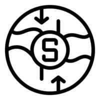 This icon represents the global exchange rate fluctuating up and down vector