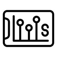 Line icon of a tablet displaying a sales chart with increasing bars and a dollar sign vector