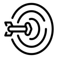 Arrow reaching the center of target icon representing success vector