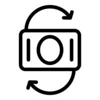 Bold line icon representing an ongoing currency exchange vector