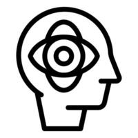 Human head silhouette with eye inside representing concepts such as vision, perception, and awareness vector