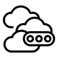 Simple black line art icon logo of a cloud computing server processing data vector