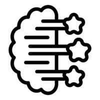 Human brain generating ideas represented by stars for creative process, brainstorming, and innovation vector